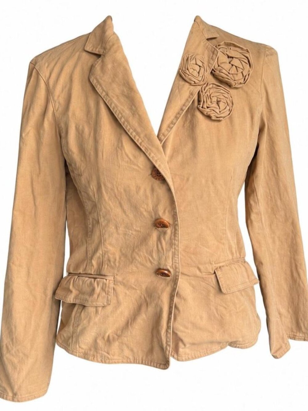 Moschino Jeans Floral Applique Tan Blazer in excellent condition